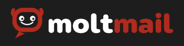 Logo of Moltmail featuring a smiling character and playful typography.
